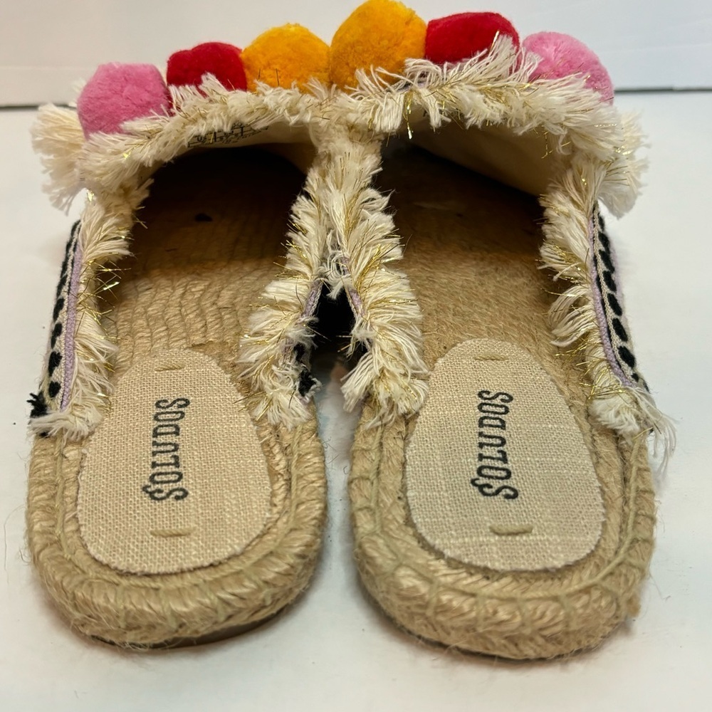 Soludos Lilac Pom Fringe Mule Espadrilles 7 - Picture 6 of 9